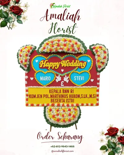 Karangan Papan Bunga Pernikahan di Sonorejo